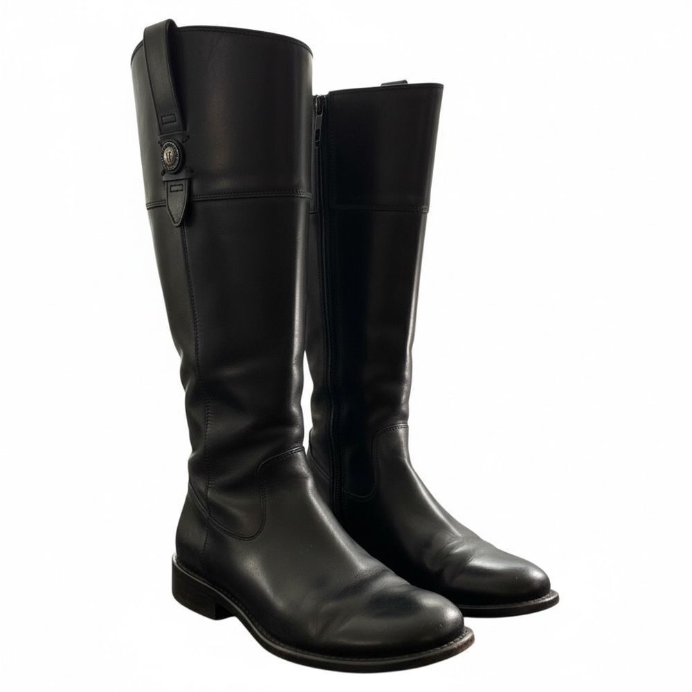 Frye Jayden Button Tall Black Leather Riding Boots